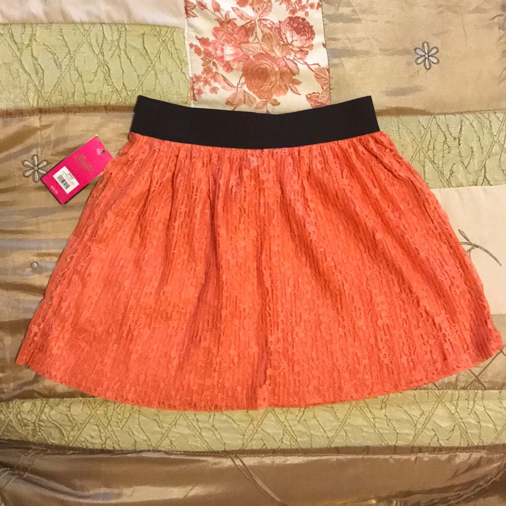 Coral skirt with black waistband
